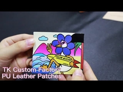 カスタムエムボスドレムパッチ ブランド名 ブラウンカラー 本物のジーンズ