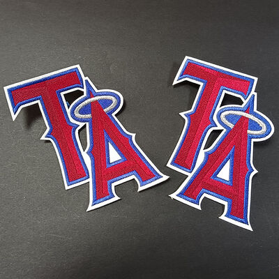 刺身パッチ - ハロー,アイアンオン/シューオンアパレルバックパック装飾バッジの赤と青