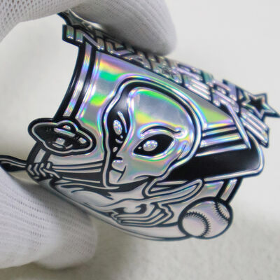 カスタムイリデセントTPU電圧パッチ - スポーツウェア用ホログラフィック3Dエイリアンロゴバッジ