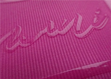 Colofulポリエステル糸のリボンの光沢がある透明なケイ素のロゴ スクリーンの印刷のラベル