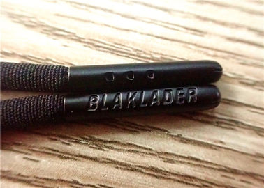 黒いペンキ ハードウェア頭部の両端に切り分けられたロゴの125cmの黒い非伸縮性があるコード