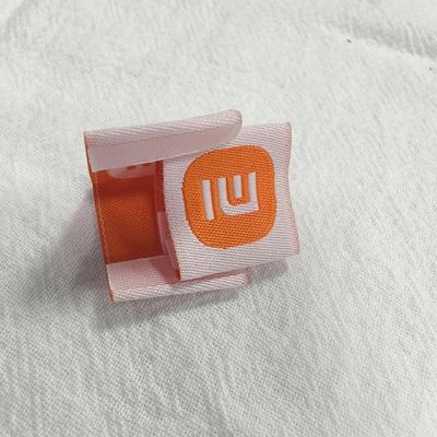 カスタム高密度衣料織ラベル ブックカバーフォールドタグ バッグ衣料用