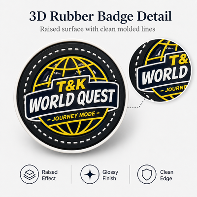 アパレルや衣料品のブランドパッチに最適な、シリコン素材で作られた耐久性のあるカスタム3D高周波TPUバッジ