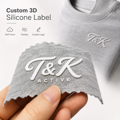 カスタム 3D エフェクト シリコン 熱伝送 衣料品 ラベル 洗面耐性 40回まで デザインをカスタマイズ